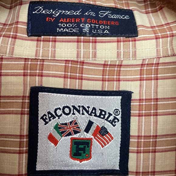 Faconnable Plaid Button Down 100% Cotton Dress Shirt Size XXL By Albert Goldberg - Picture 6 of 8